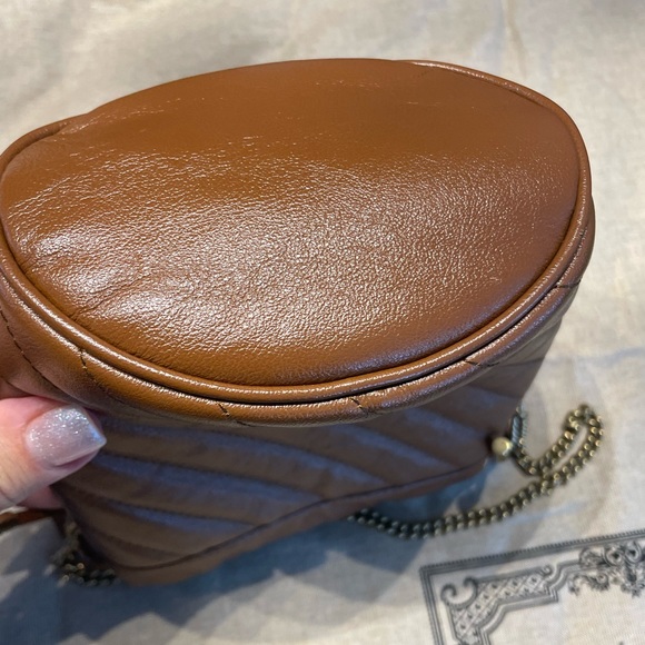 Brown leather Mini GG Marmont Bucket Bah - Picture 3 of 5